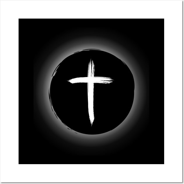 Christian Cross Solar Eclipse - Black Edition Wall Art by CrossAndCrown